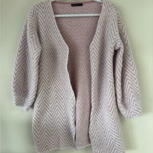 Pink Chevron Open-Front Cardigan